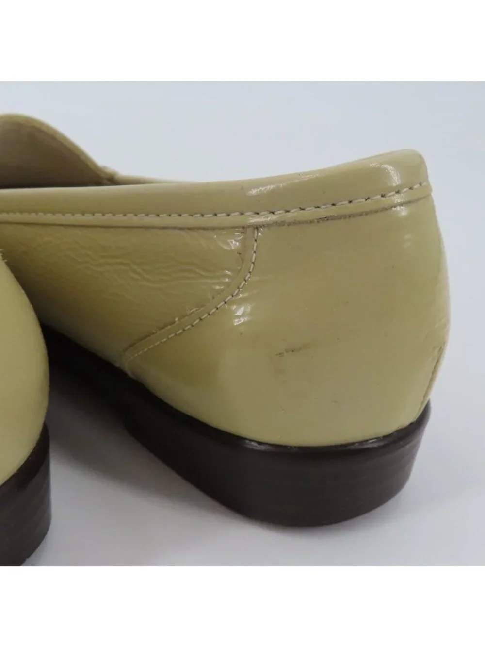 SAS Tripad Womens 9 S Beige Khaki Patent Leather Silver Metal Horse Bit Loafers